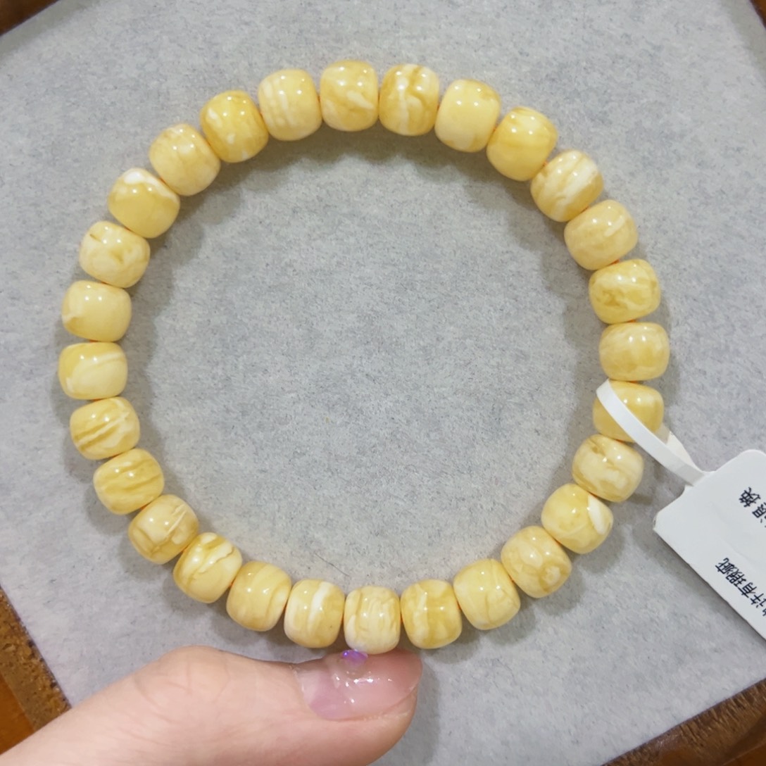 蜜蜡手链未镶嵌顾*8m虎皮妖花