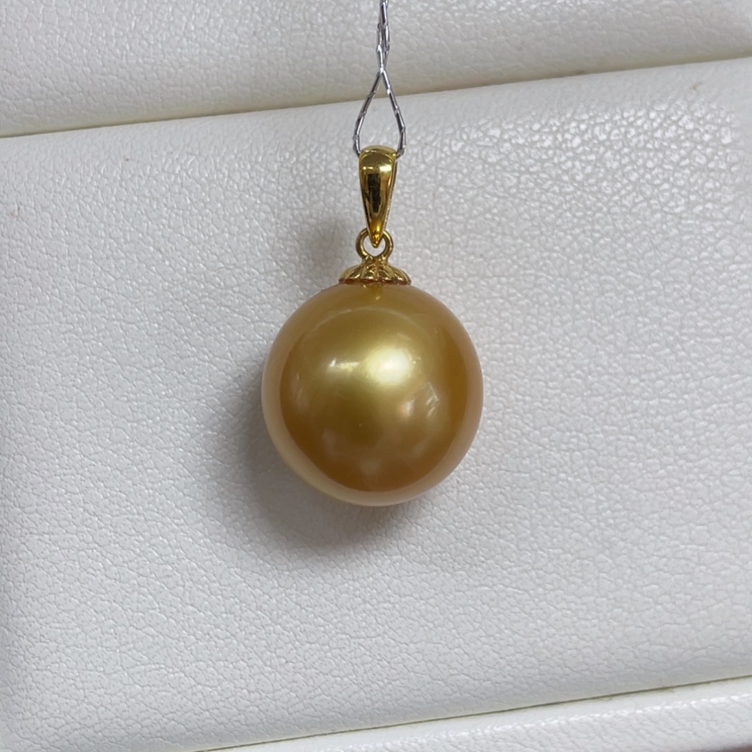 海水珍珠18K金镶嵌吊坠(不含链)13.2mm
