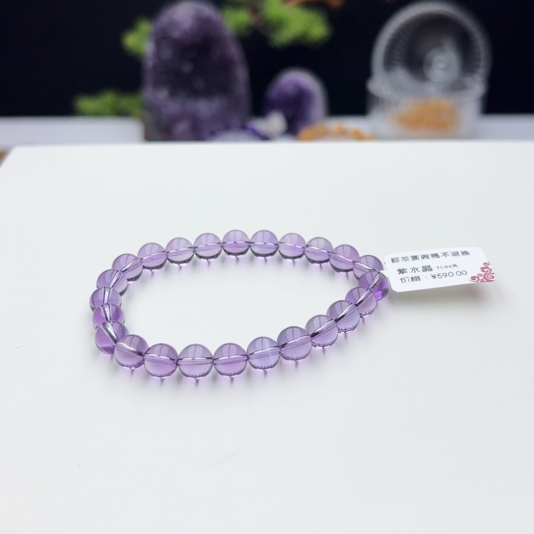 水晶手链未镶嵌A*a紫水晶7.6mm15.04