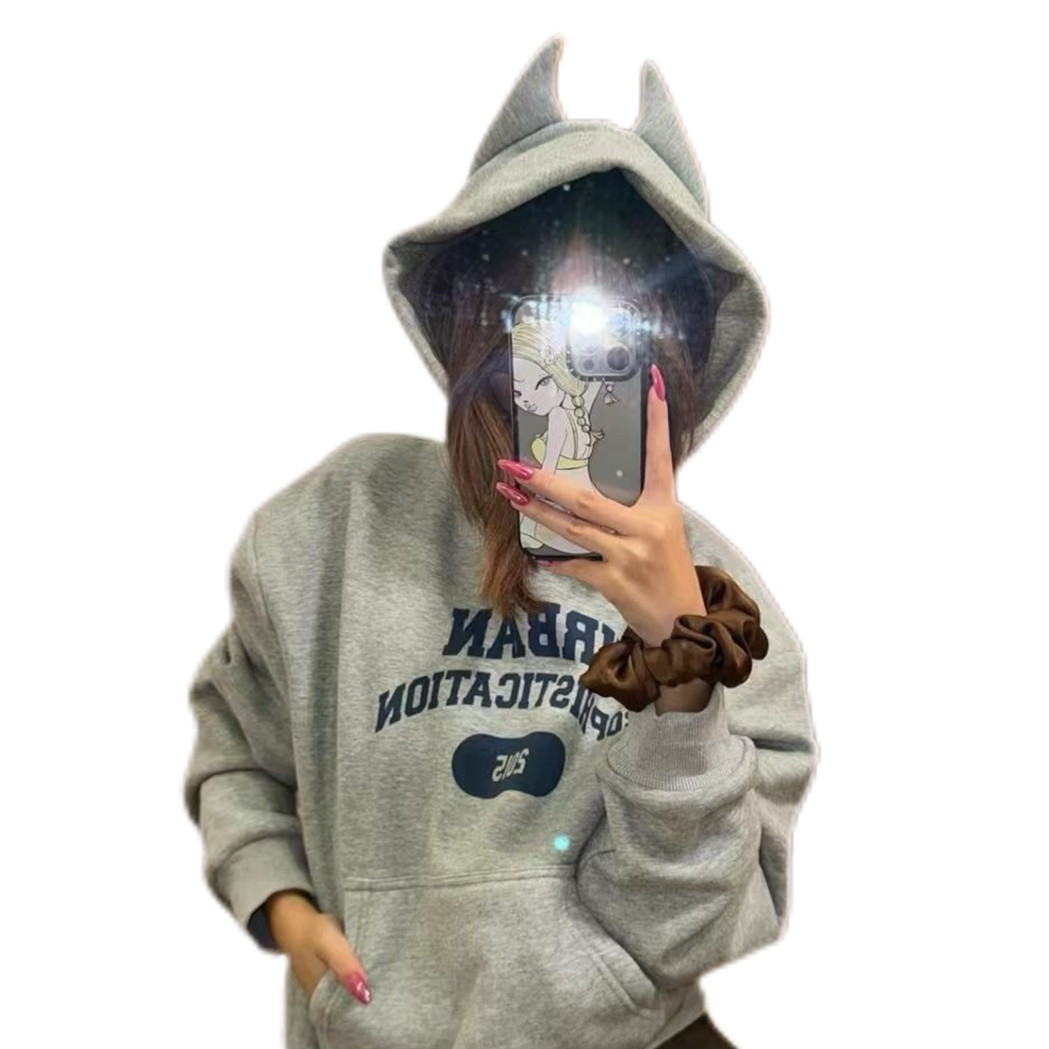 XHCHIC 秋冬新款时尚百搭字母印花小恶魔耳朵卫衣