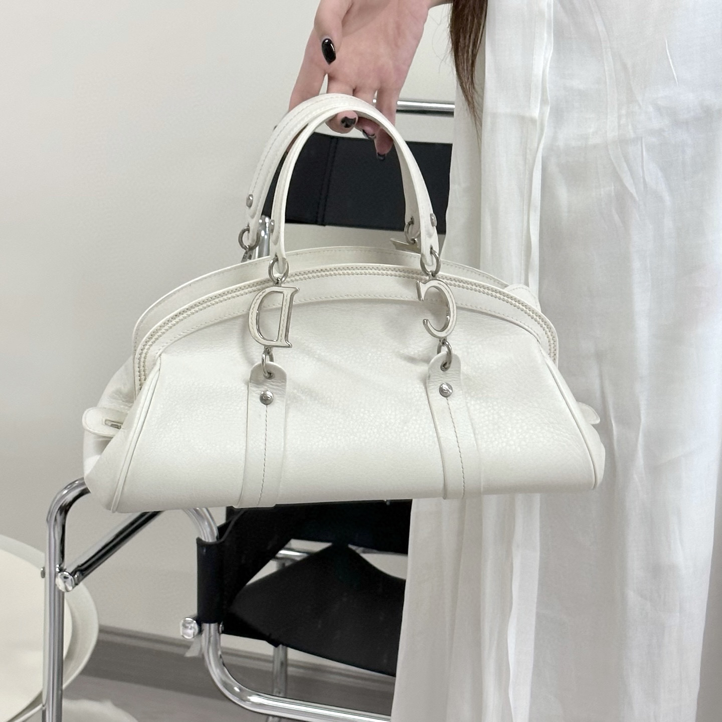 95新 DIOR/迪奥 dior 白色侦探punk手提包
