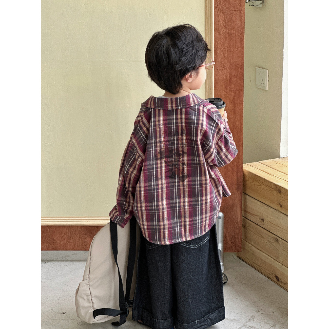 in 爱:mt25秋季韩版儿童格子衬衫男女童印花格子复古洋气衬衫3022