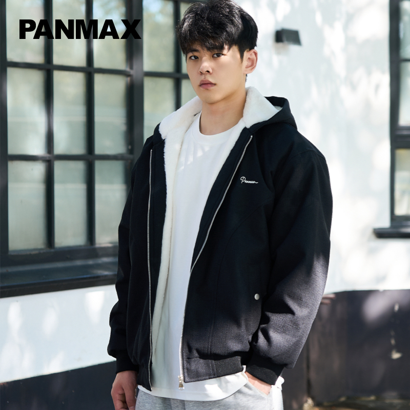 大码男士秋冬休闲座山雕加棉加绒宽松潮流加绒连帽外套夹克