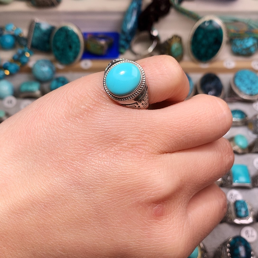 绿松石挂件银S925镶嵌