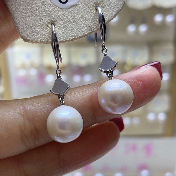 淡水珍珠耳饰银S925镶嵌