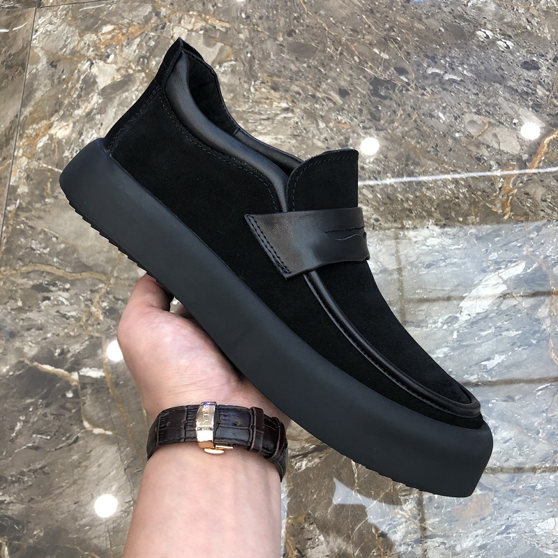 一脚蹬休闲皮鞋男2025新款秋冬款懒人反绒皮男鞋温州套脚豆豆鞋潮