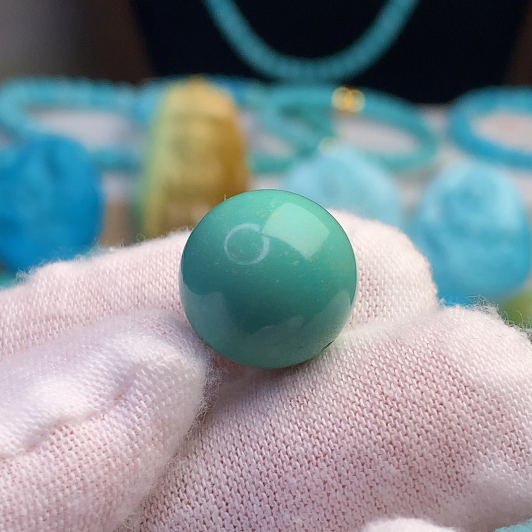 绿松石珠宝奇石未镶嵌14.6毫米