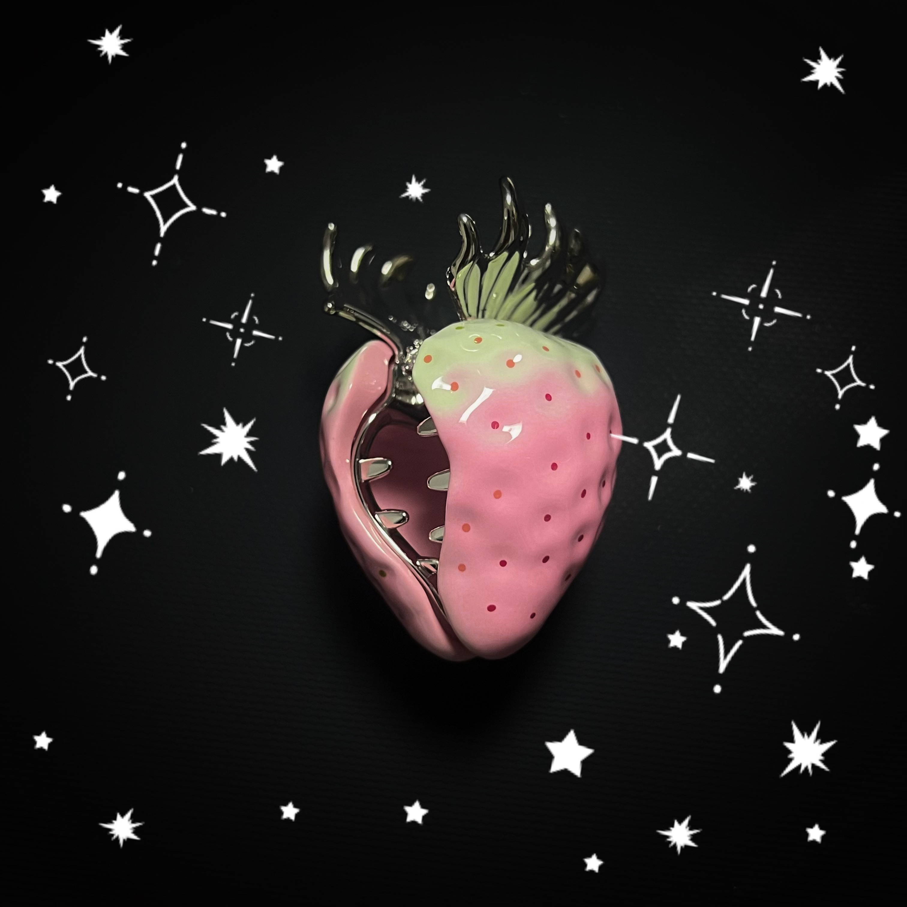 草莓抓夹可爱甜美发夹首饰设计师款礼物一字夹鸭嘴夹发饰