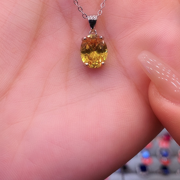 黄晶吊坠(赠链)银S925镶嵌吊坠