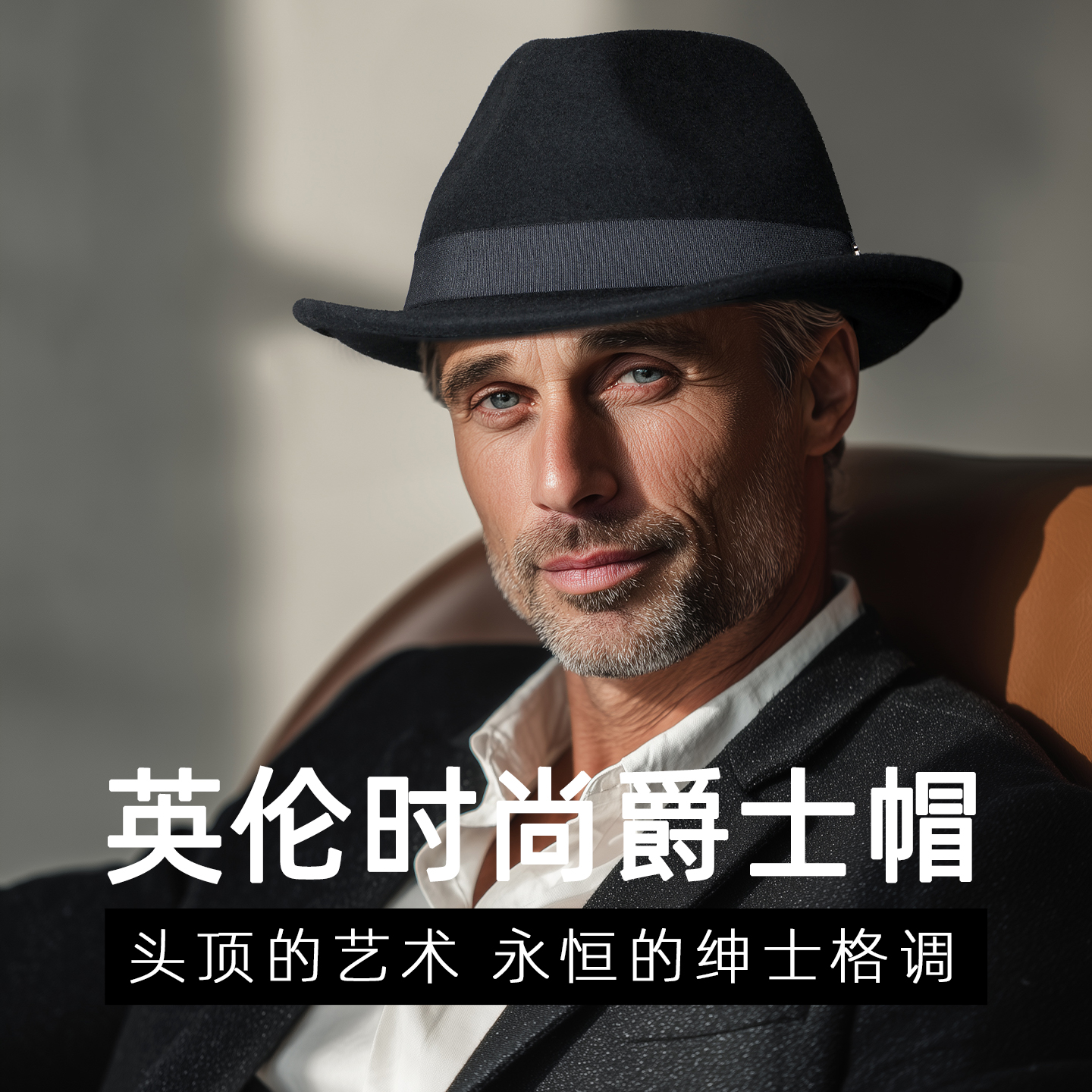 秋冬小礼帽英伦绅士纯羊毛呢子毡帽休闲卷边小檐短檐保暖爵士帽男