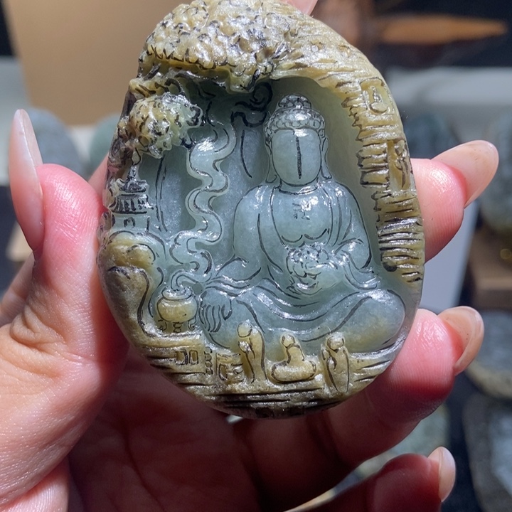 定制翡翠未镶嵌阿弥陀佛
