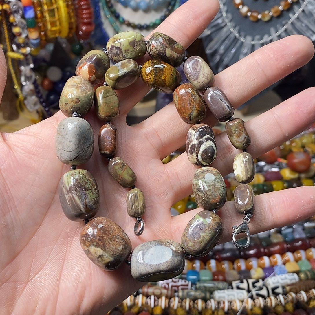 石英质玉未镶嵌，金钱玛瑙随行塔链项链款8-17mm，