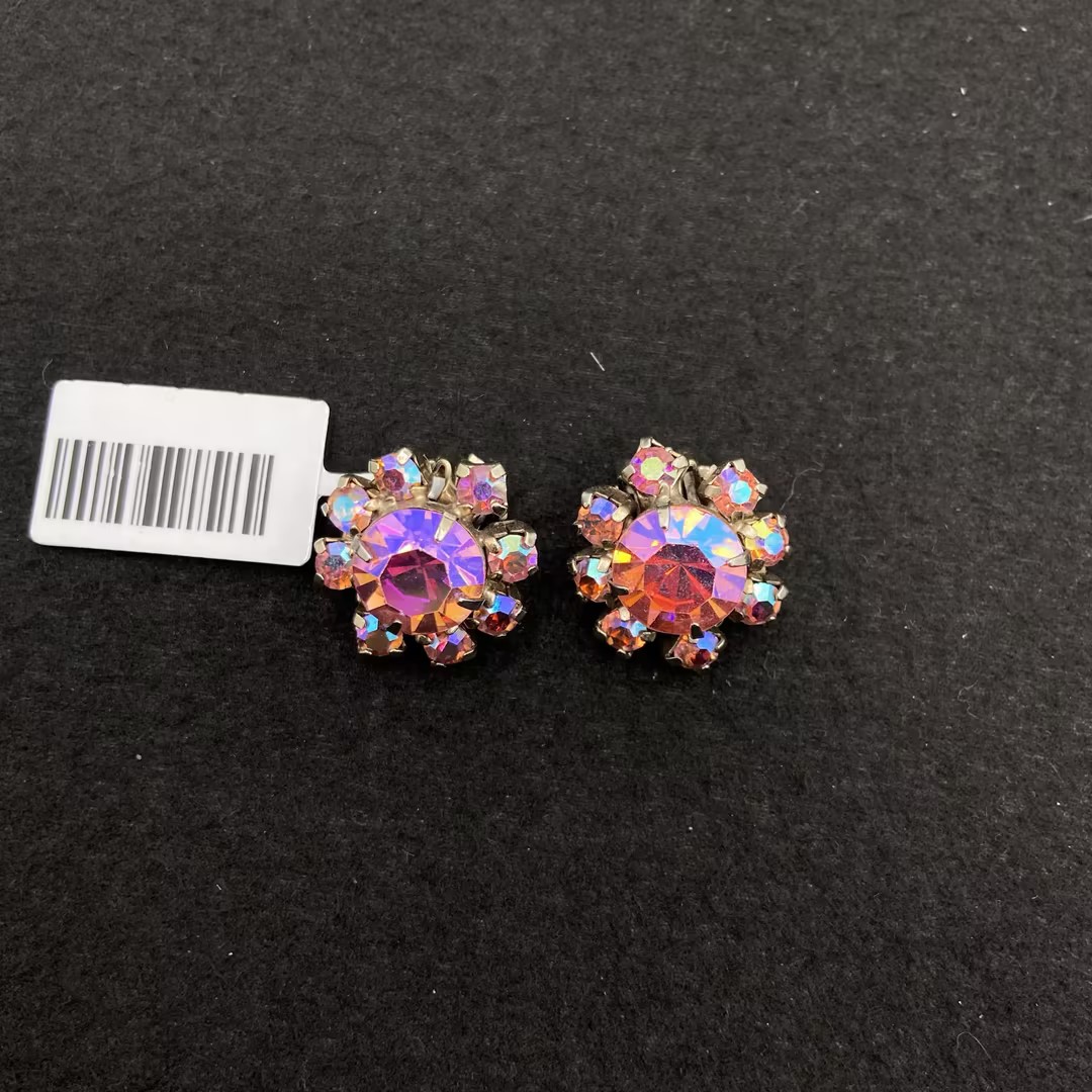 铜合金亚克力耳饰 【Liz璇子中古】莱茵石花朵耳夹H29528无鉴赏期