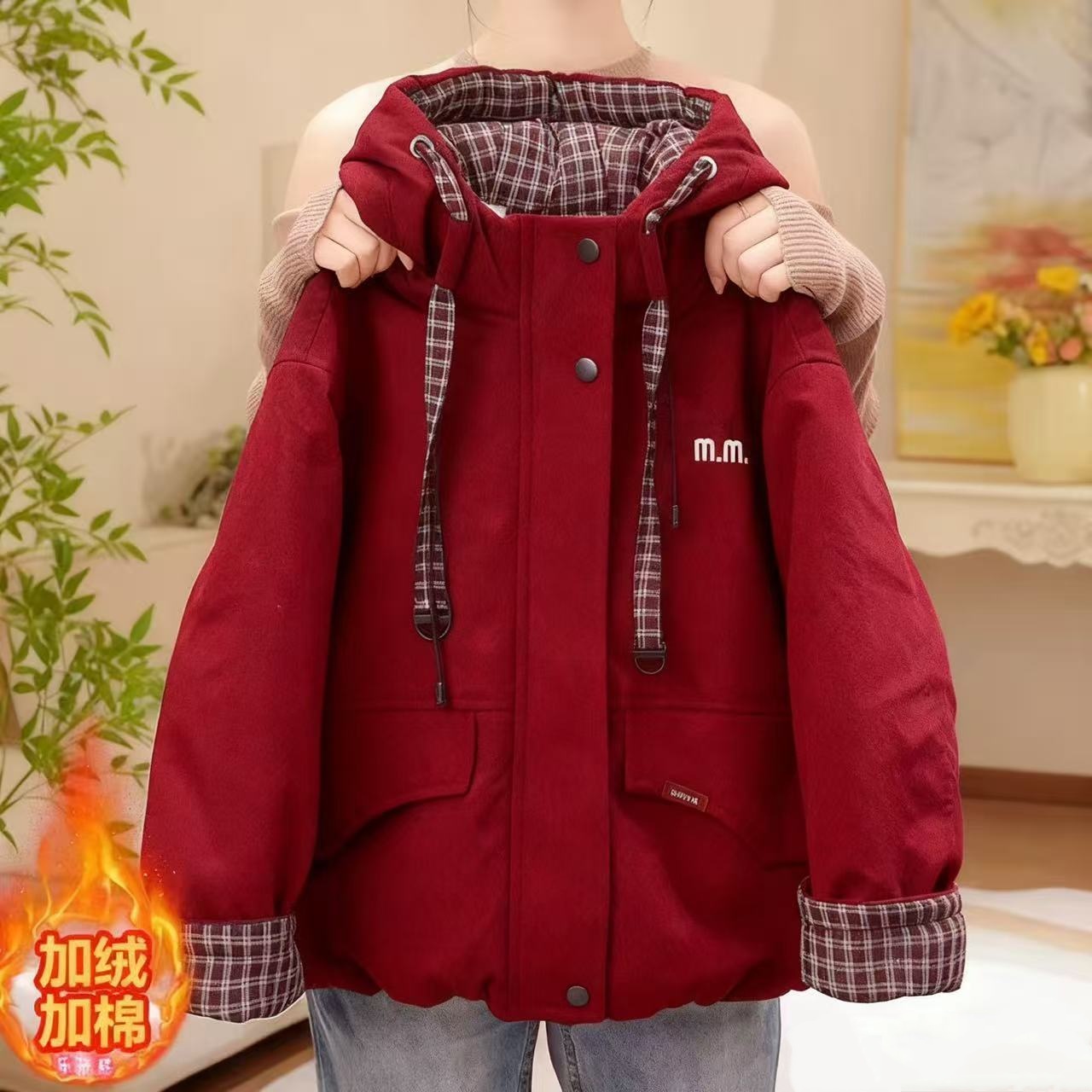 女童加绒棉衣2025冬季新款儿童韩版洋气棉服中大童秋冬装加厚外套