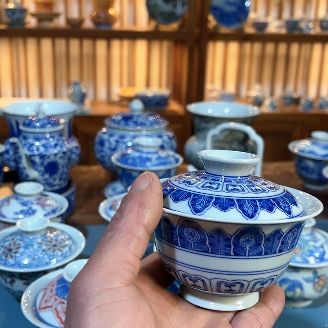 錡镇堂手工手绘盖碗