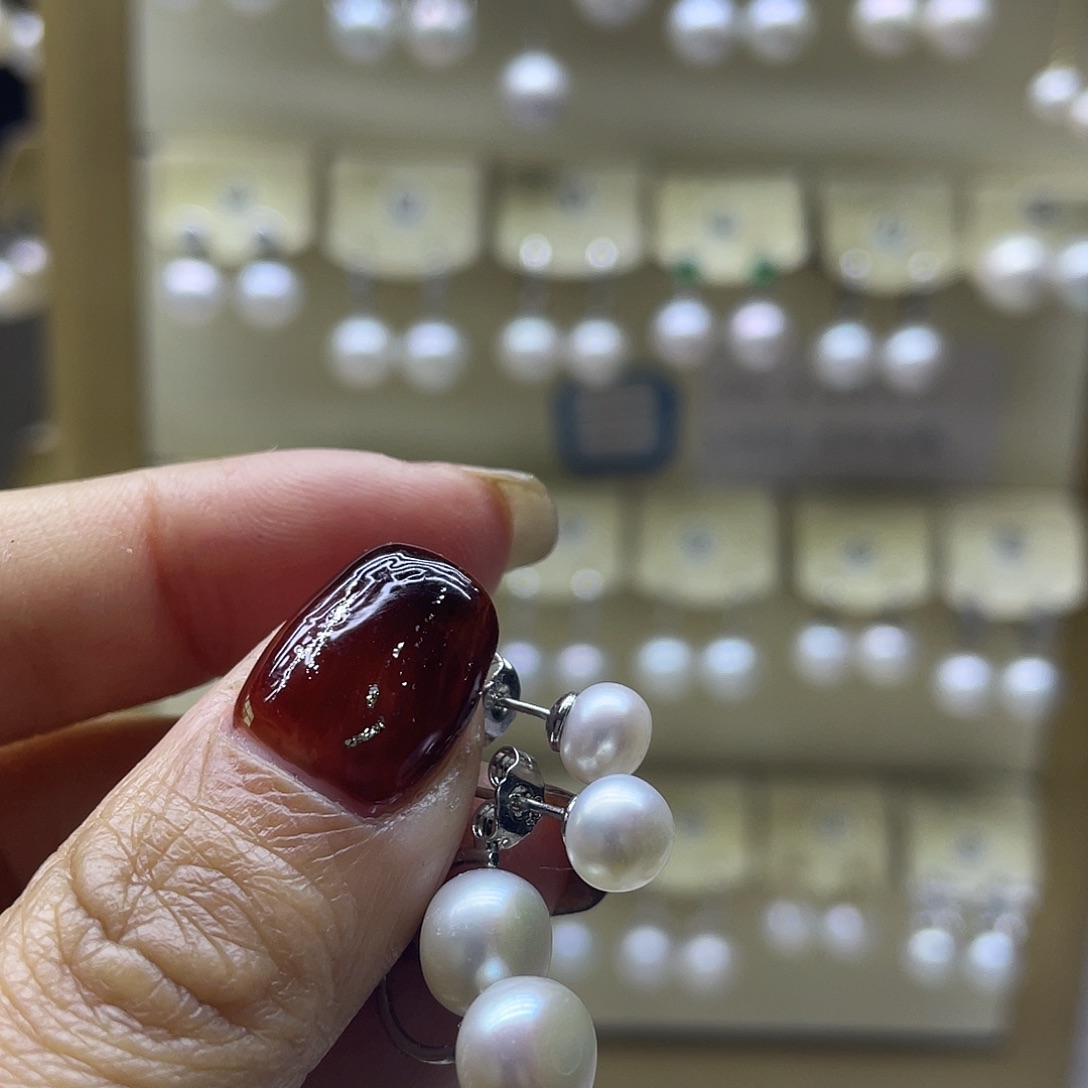 淡水珍珠耳饰银S925镶嵌