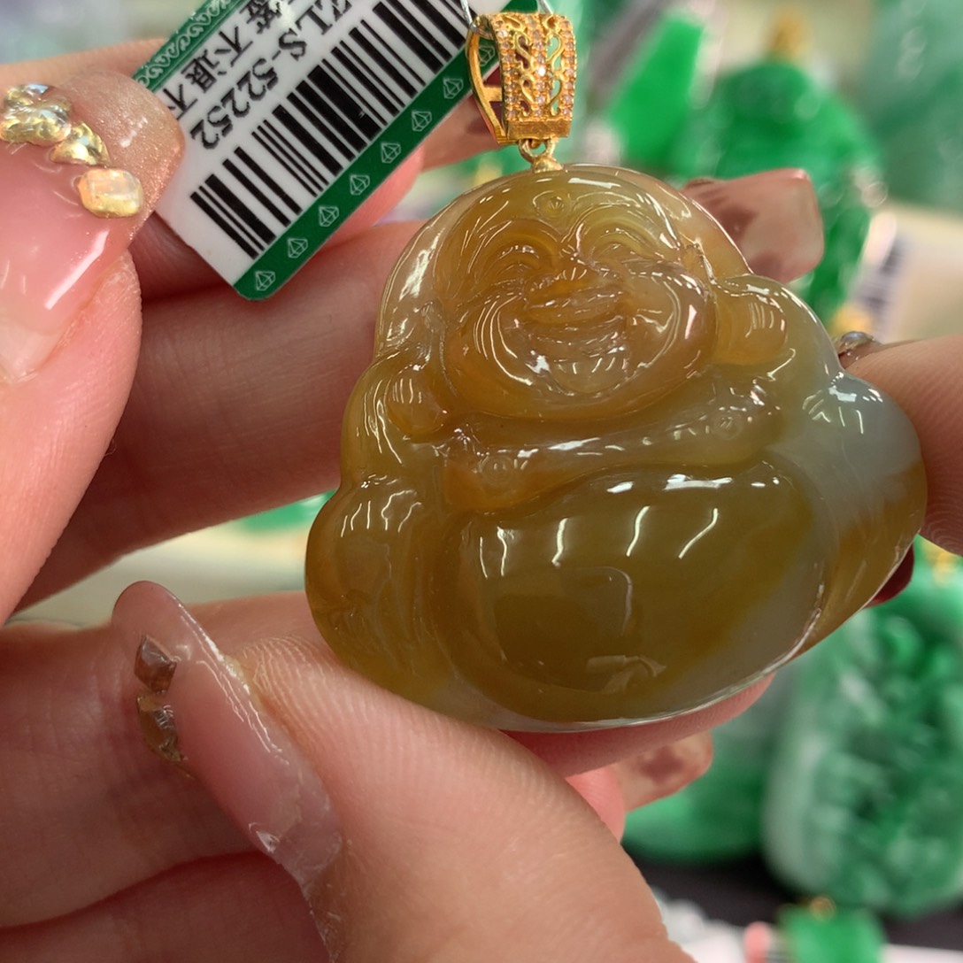 翡翠吊坠(不含链)18K金镶嵌