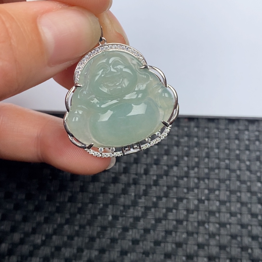 翡翠颈饰银S925镶嵌吊坠