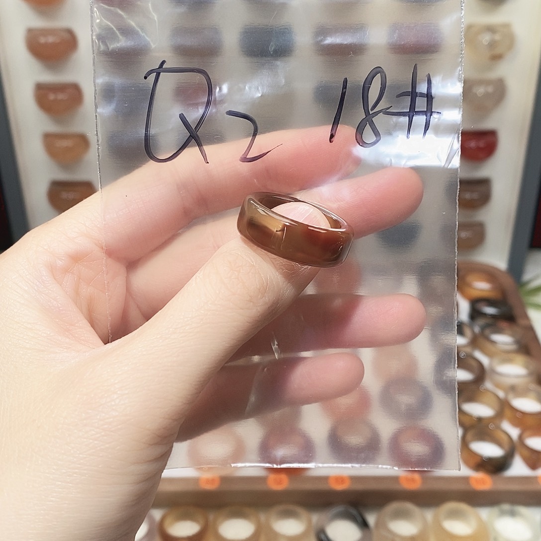 玛瑙/玉髓未镶嵌戒指港18码微裂不退换