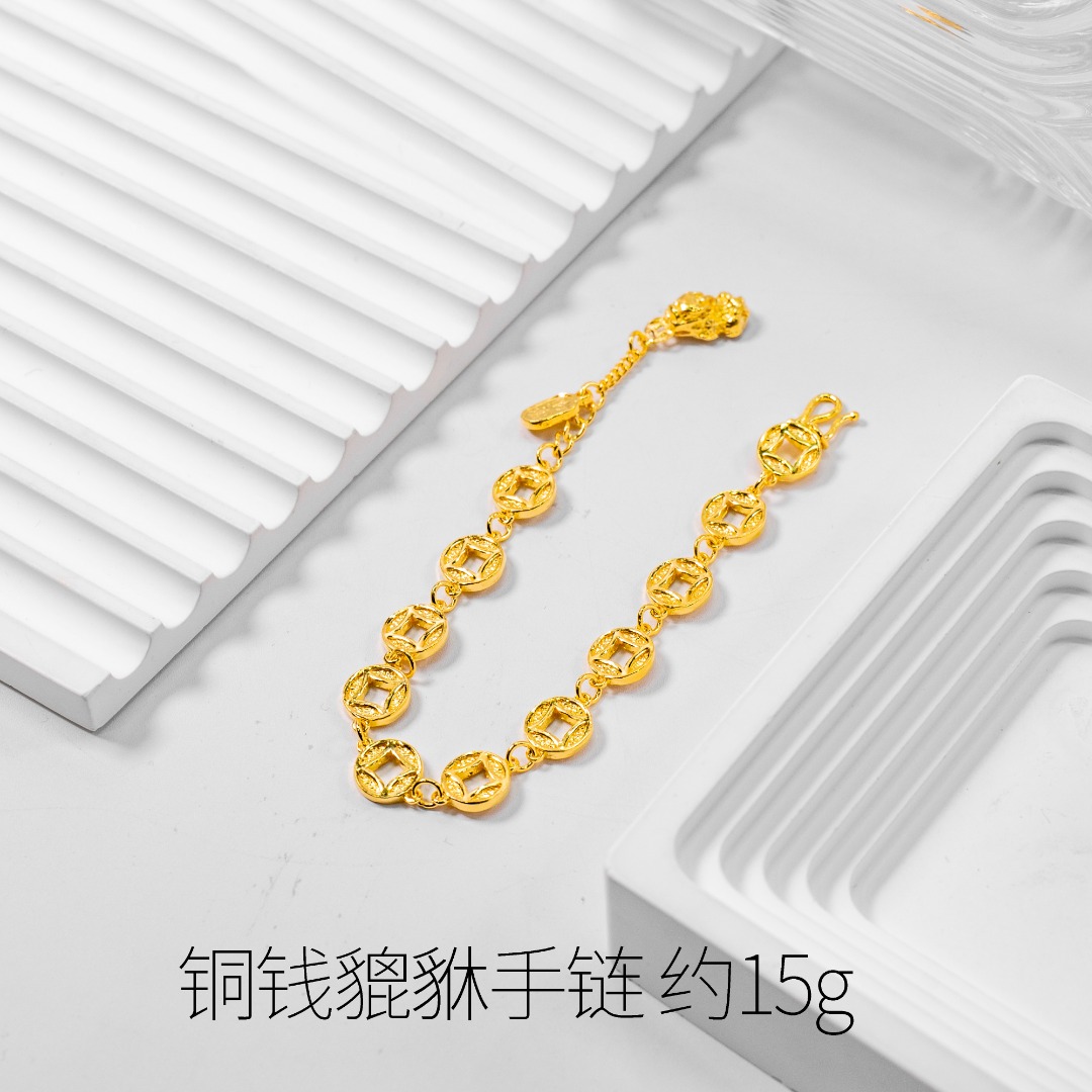 足银手链 银手链 时尚百搭 经典款式 铜钱貔貅手链 