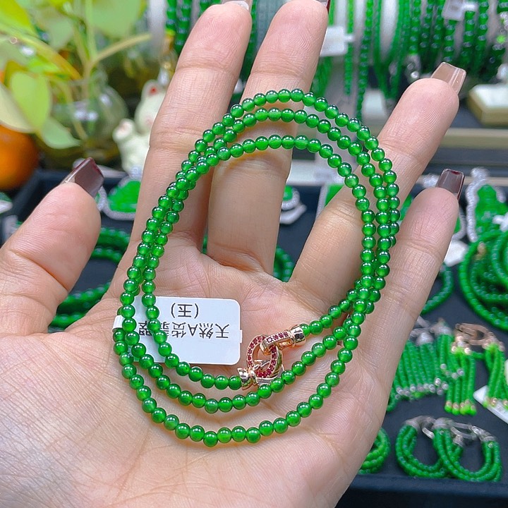 翡翠颈饰未镶嵌圆珠项链3