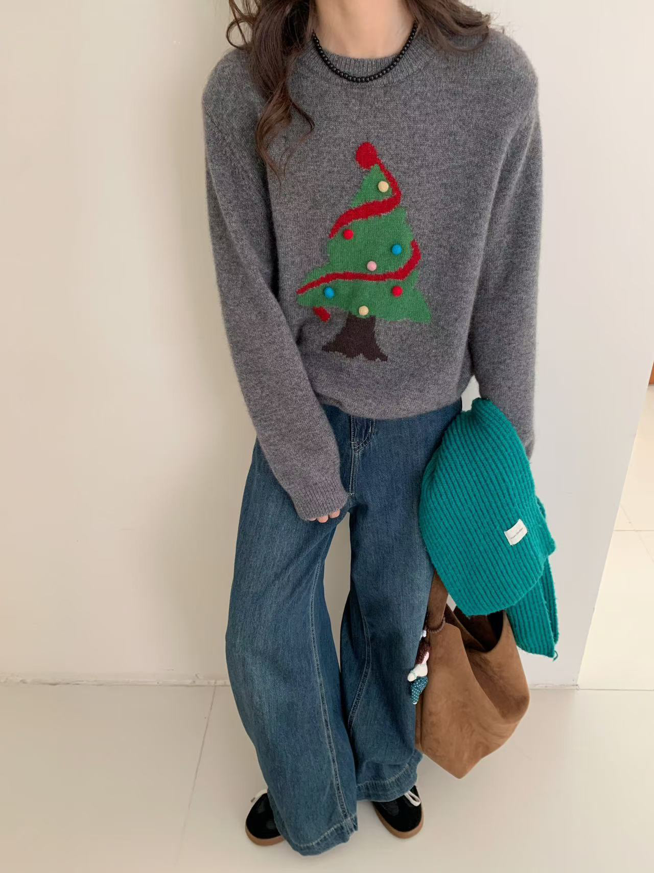 【W_ting】2025新款春日两色圣诞树羊毛衫2103