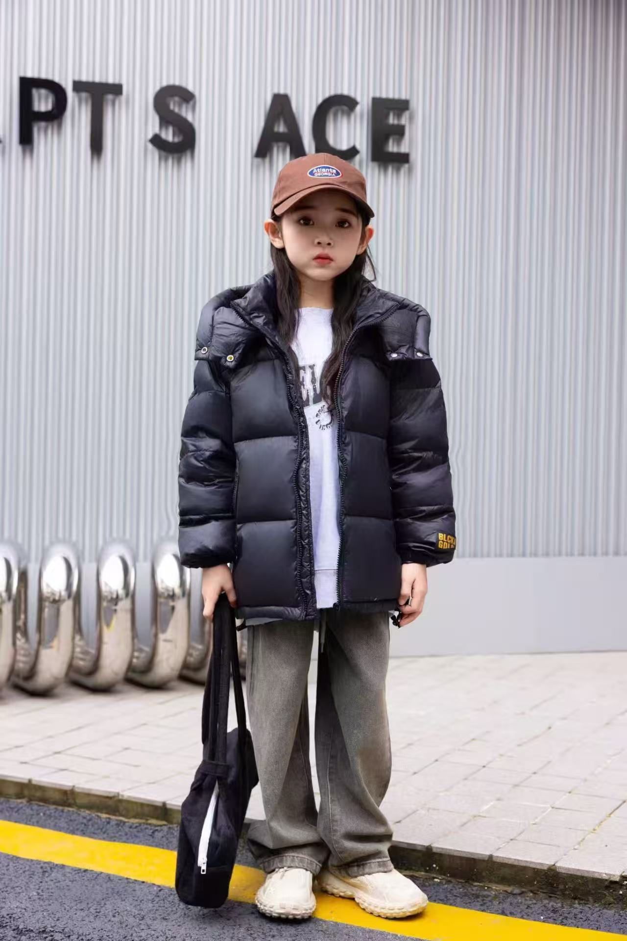 通用拉链纯色男女短款图案时尚加厚百搭童装羽羽