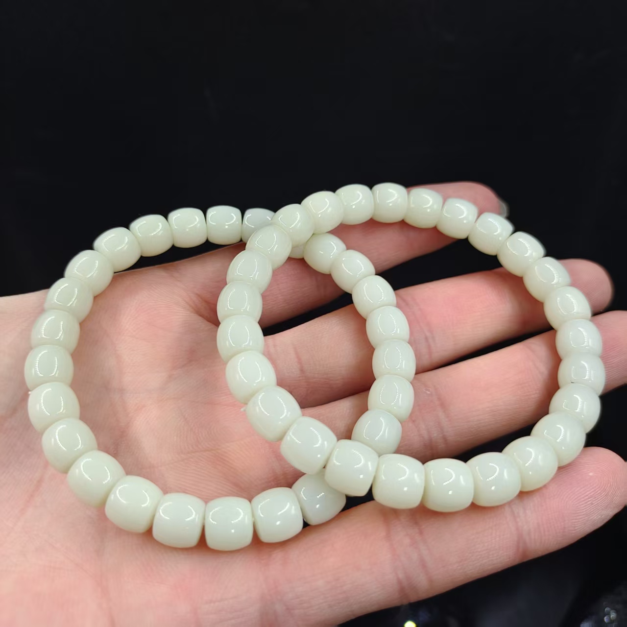 【龙龙严选】和田玉直切单圈手串 X22【多样性发其一】约7mm+