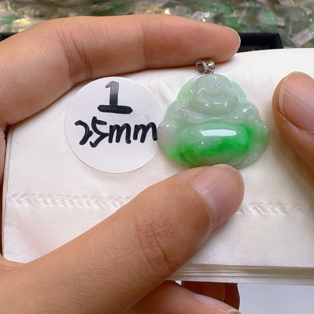 吊坠(不含链)18K金镶嵌翡翠