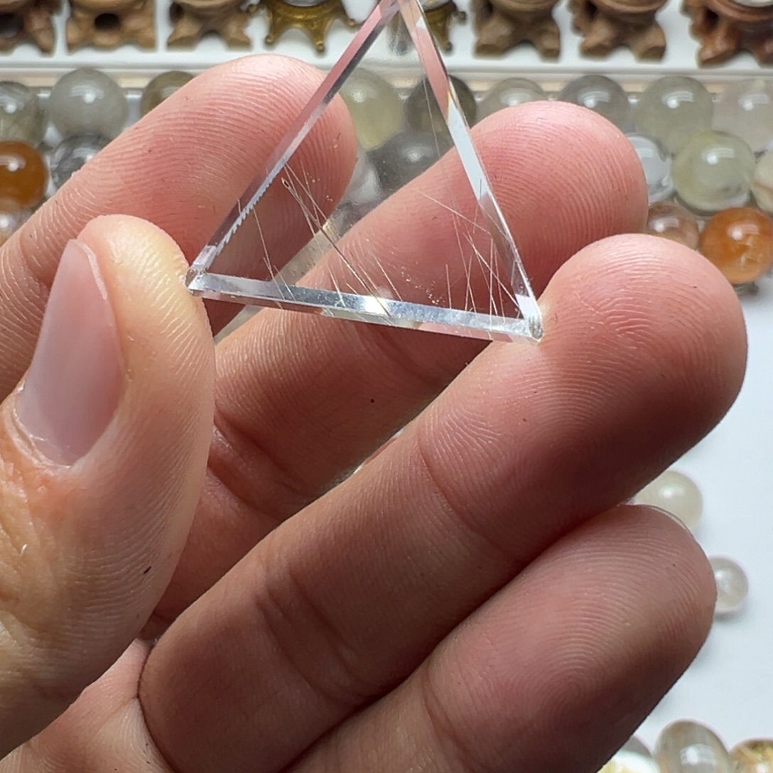 水晶未镶嵌珠宝半成品银发吊坠