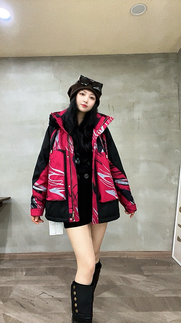 【出口原单】加棉冬季加厚宽松连帽休闲时尚撞色保暖棉服25961-1