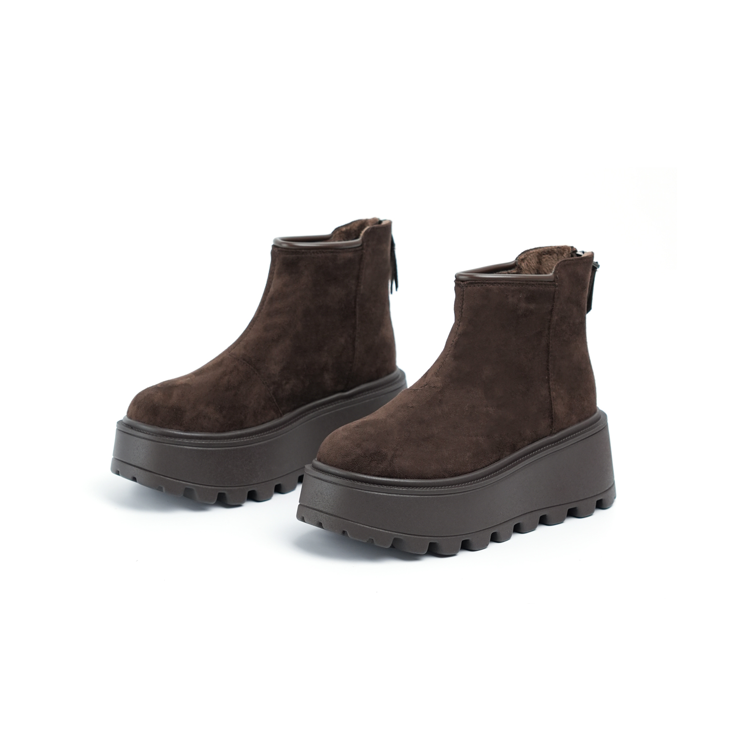 复古厚底增高马丁靴女2025秋冬新款后拉链圆头百搭勃肯短靴子 040