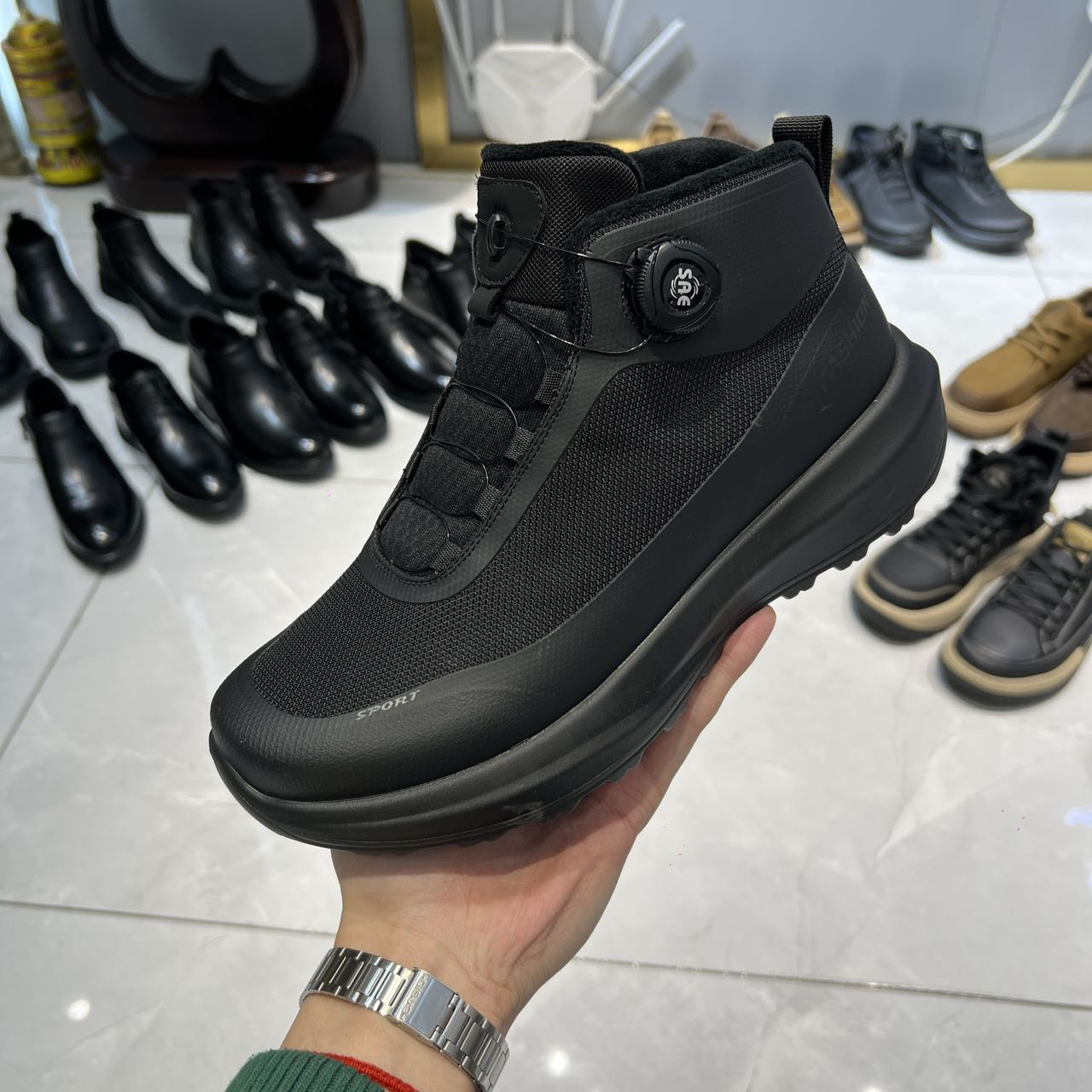 WENJI25ss保暖运动休闲鞋夏季高帮加绒时尚休闲鞋健步鞋运动鞋男