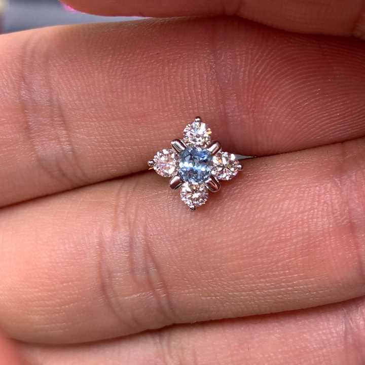 银S925镶嵌海蓝宝石耳坠