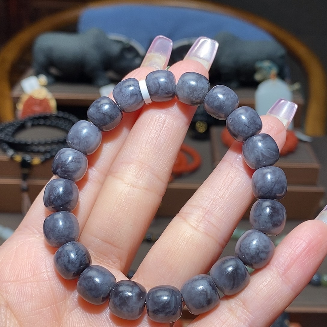 和田玉未镶嵌手链青花和田老型10mm+