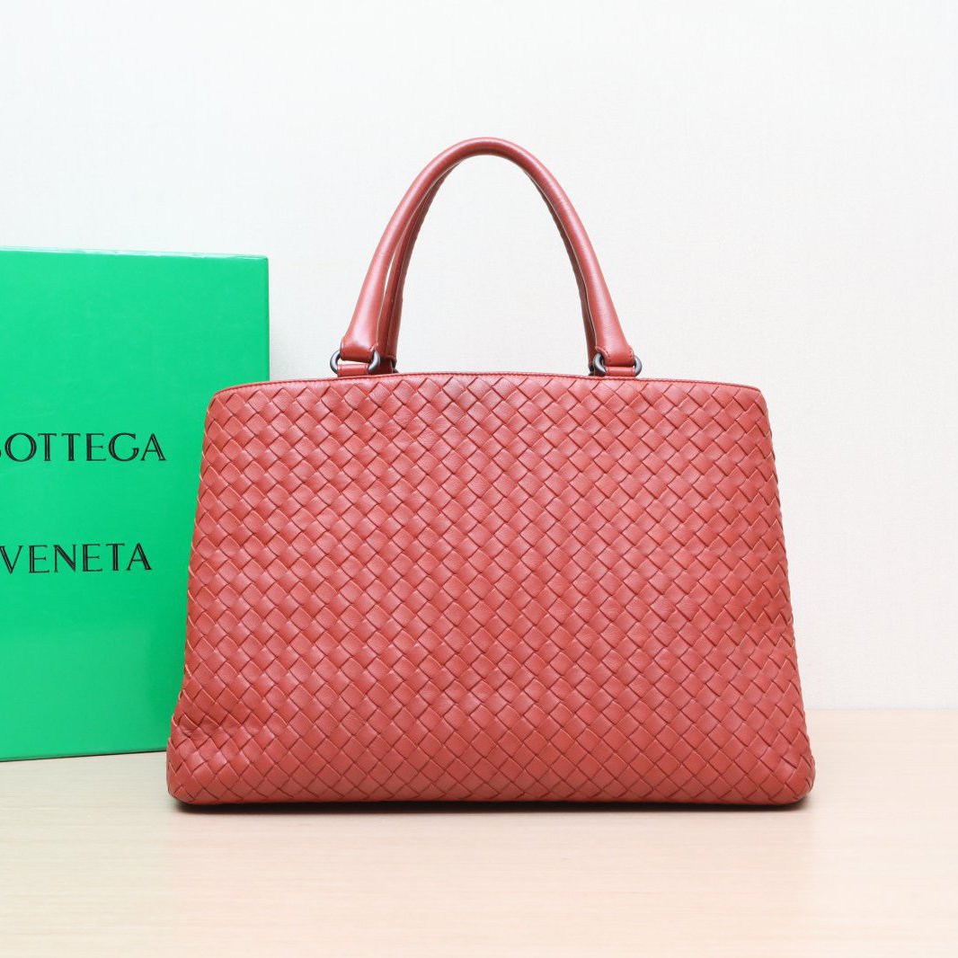 95新 BOTTEGA VENETA/葆蝶家 【小花念念】 红色 编织 手提单肩包