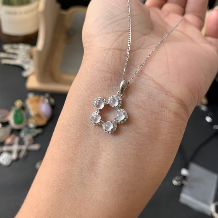 纯天然缅甸翡翠A货高冰花花吊坠