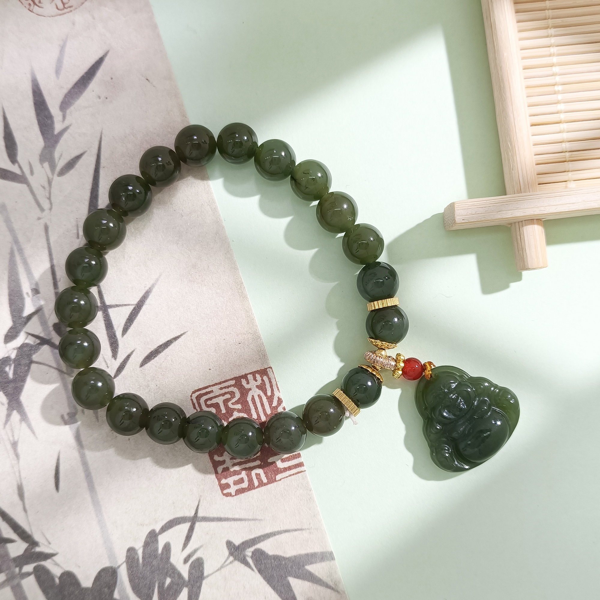 WZY-002516【红瑙和钰】和田玉红玛瑙 设计女款手链