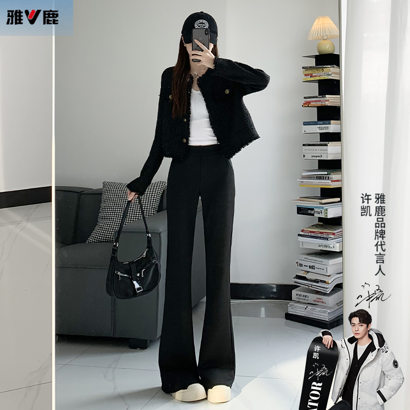 黑色微喇裤子女款爆款2025新款春季穿搭西装裤高腰弹力修身马蹄裤