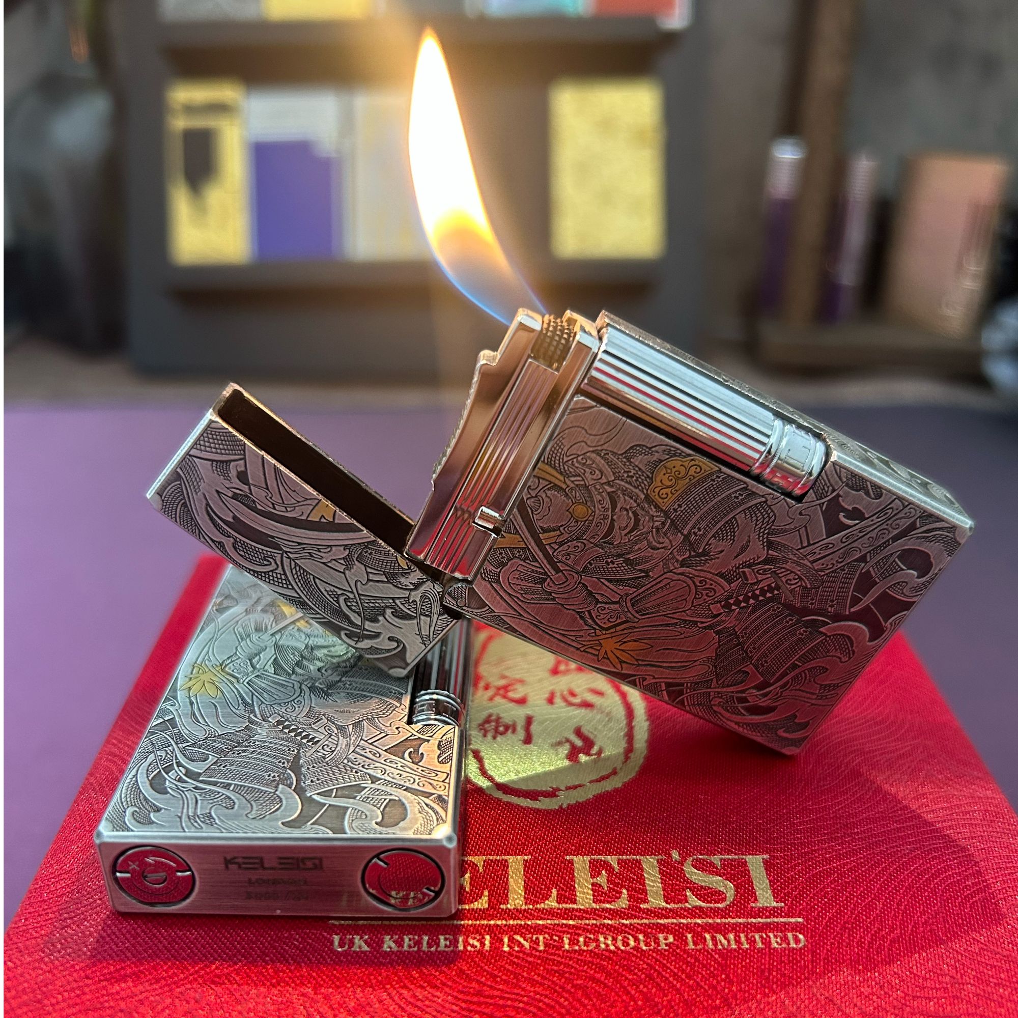 calories克雷斯鬼武士五面满工精雕刻朗声侧滑轮点火高档打火机