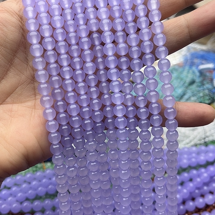 玛瑙/玉髓未镶嵌珠宝半成品一条6mm左右紫玉