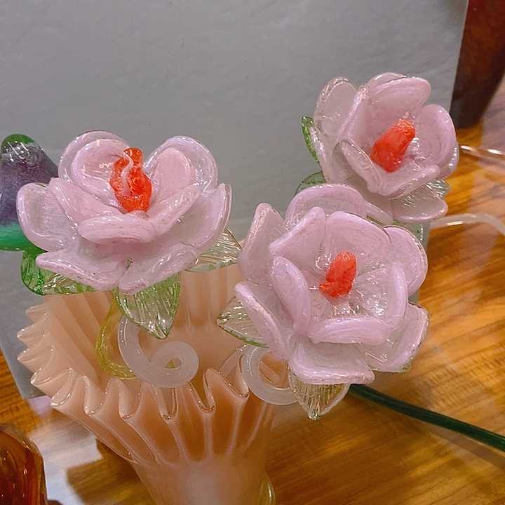 琉璃高度45厘米琉璃夜光牡丹花