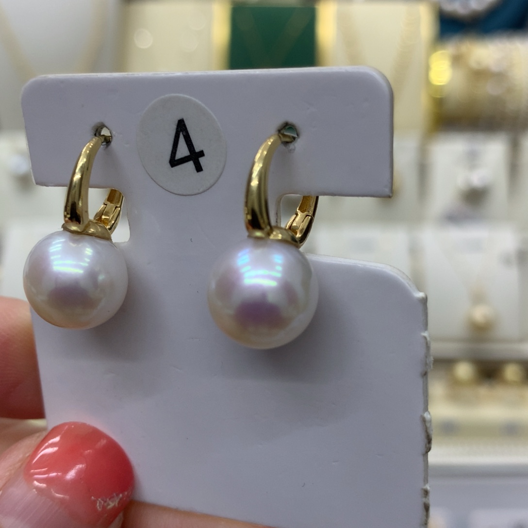 淡水珍珠耳饰18K金镶嵌