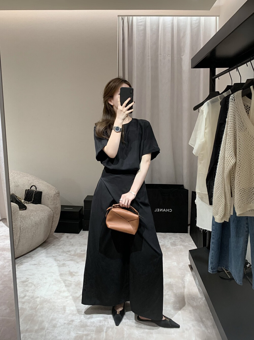 褶皱泡泡袖千金风无袖连衣裙开叉法式长裙辣妈小黑裙欧式显瘦