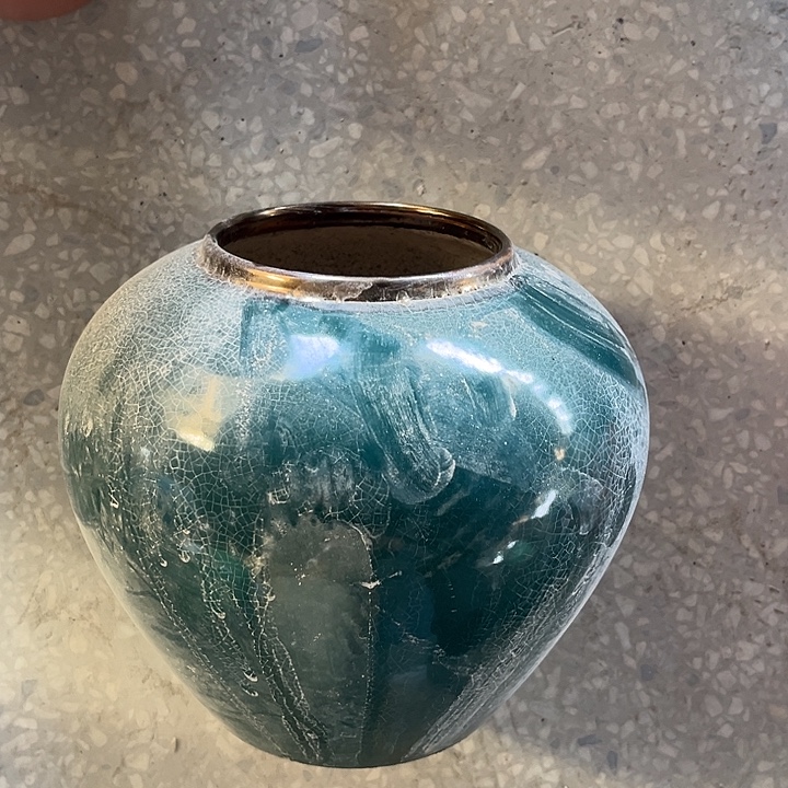 中温孔雀绿小金边高19口径11