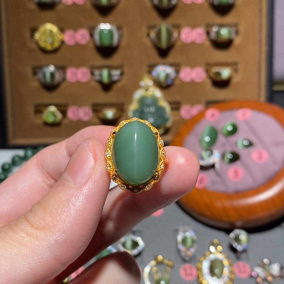 和田玉银S925镶嵌戒指