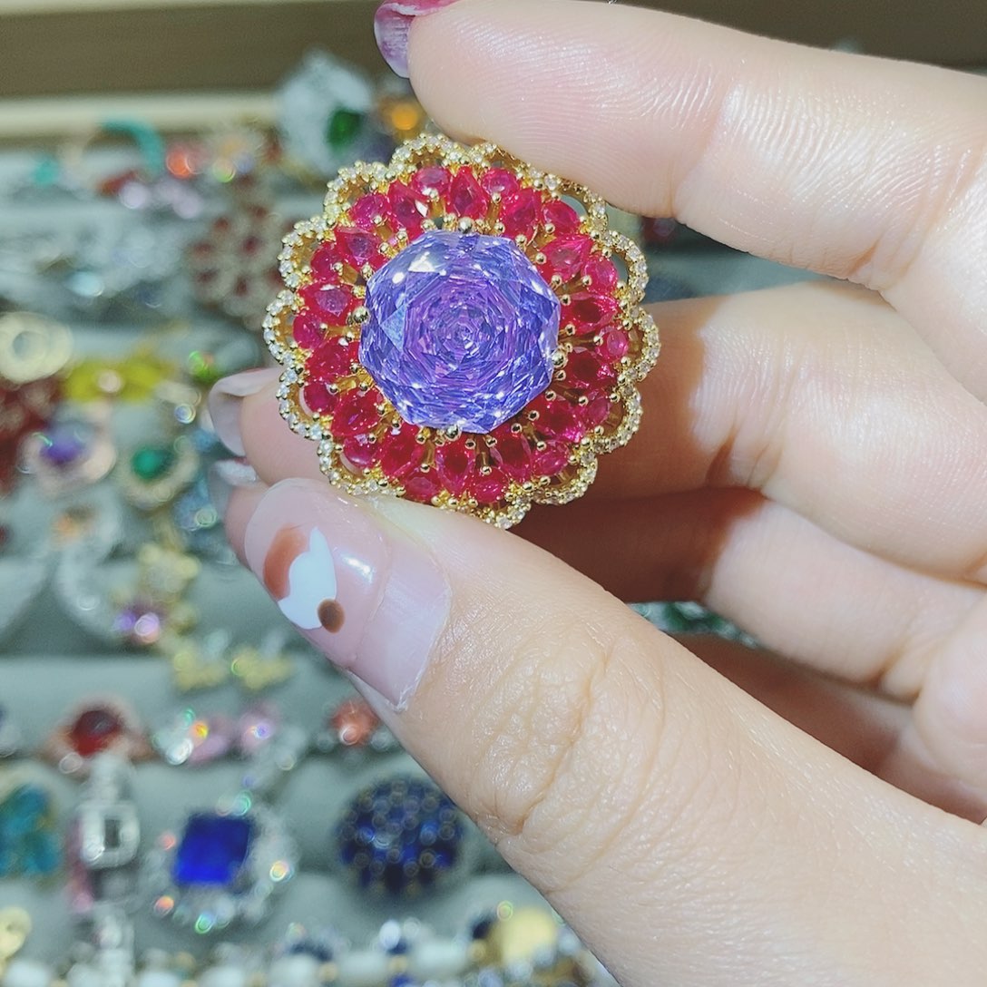 【闪购商品】绿水晶戒指银S925镶嵌