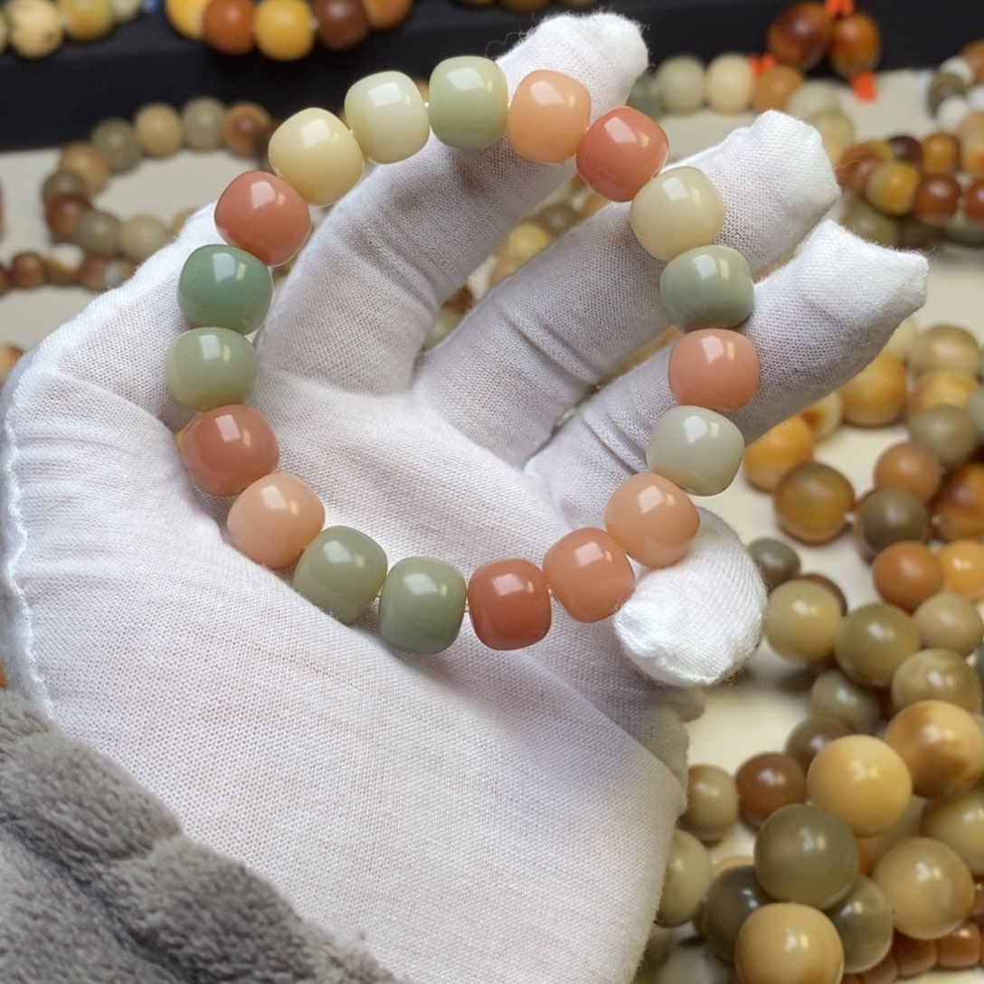 菩提根/象牙果手串卡12mm水蜜桃粉