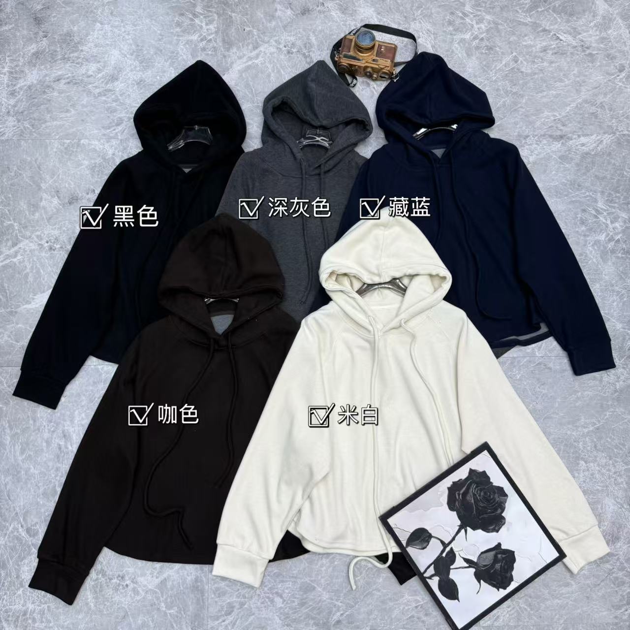 秋季上新 韩版连帽显瘦糯米绒百搭厚款短肥款 衫