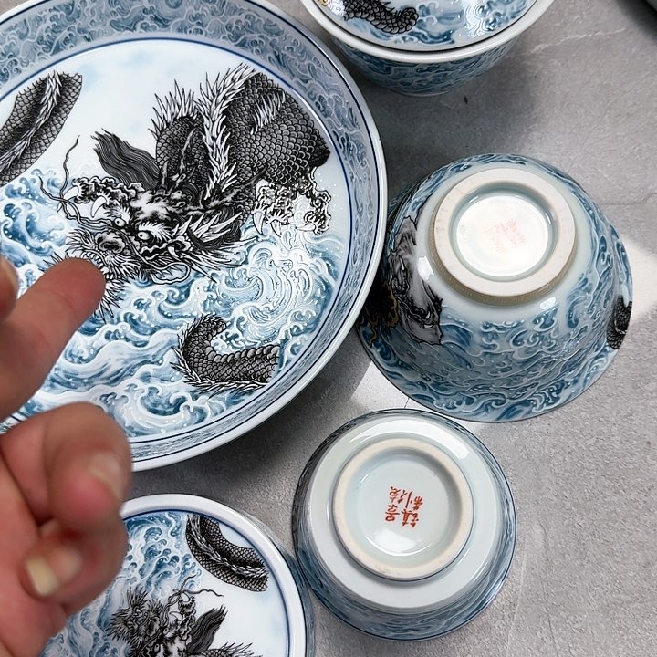 杯墨龙游海5件套景德镇